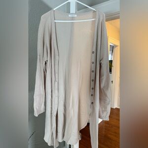 Cherish Soft Beige Open-Front Cardigan